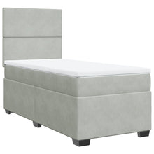 Boxspring met matras fluweel lichtgrijs 100x200 cm