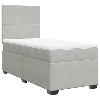 Boxspring met matras fluweel lichtgrijs 100x200 cm