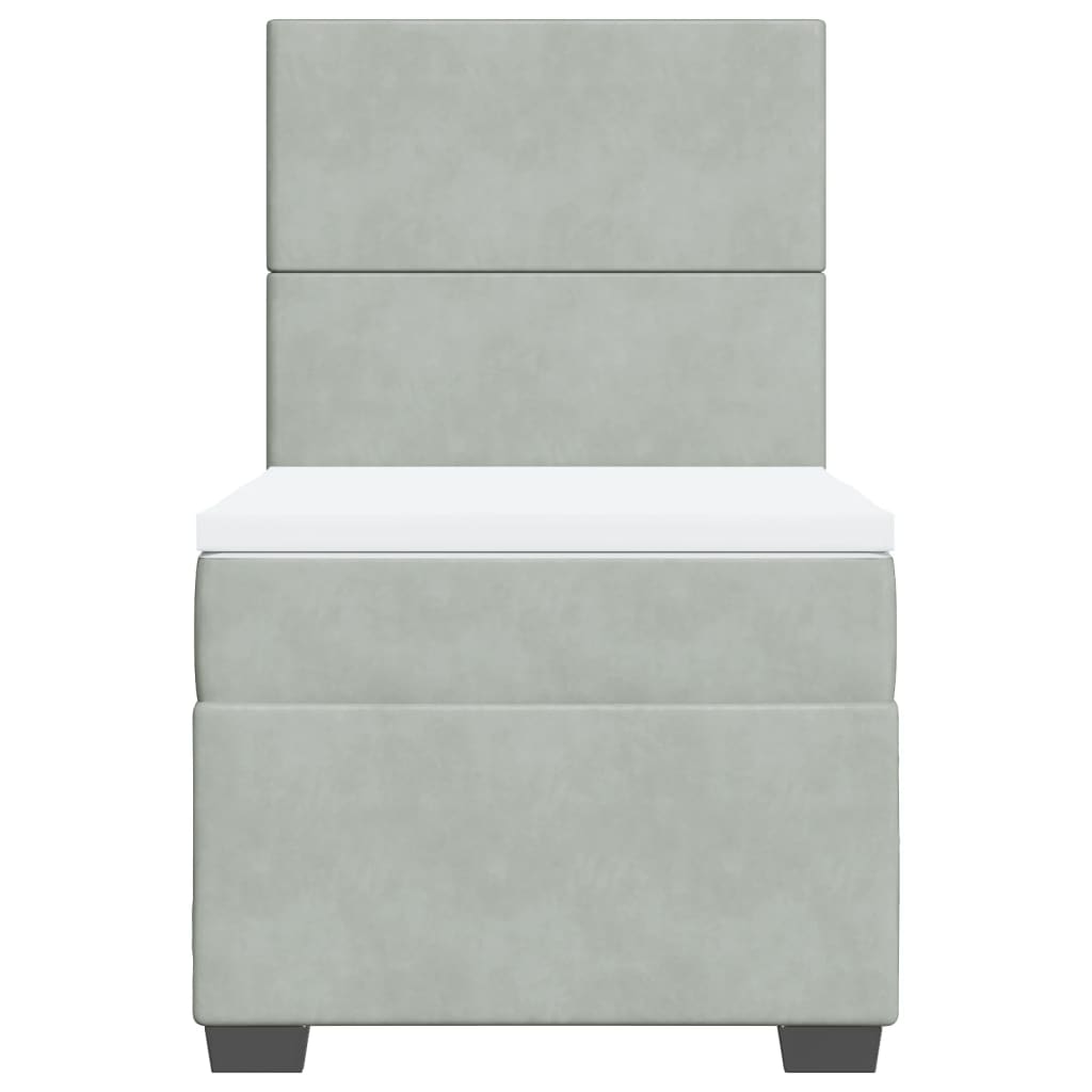 Boxspring met matras fluweel lichtgrijs 100x200 cm