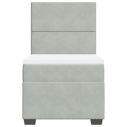 Boxspring met matras fluweel lichtgrijs 100x200 cm