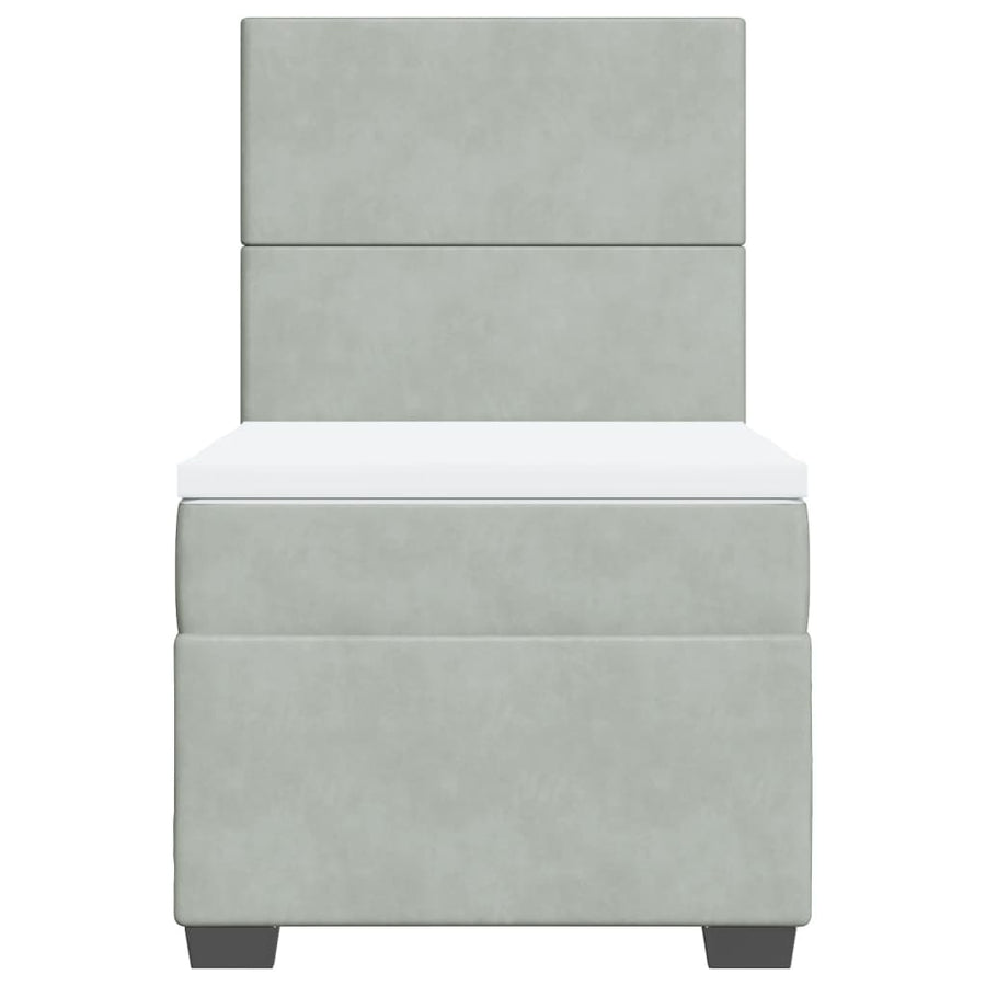 Boxspring met matras fluweel lichtgrijs 100x200 cm