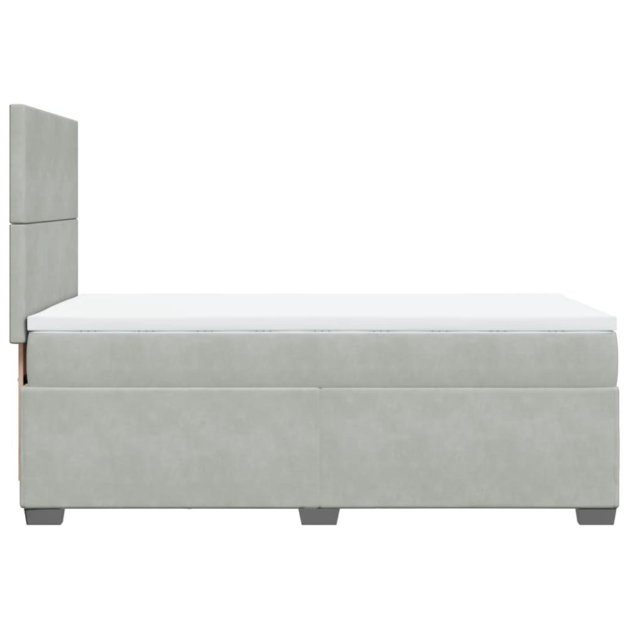 Boxspring met matras fluweel lichtgrijs 100x200 cm