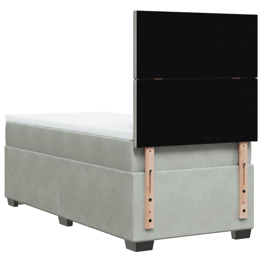 Boxspring met matras fluweel lichtgrijs 100x200 cm