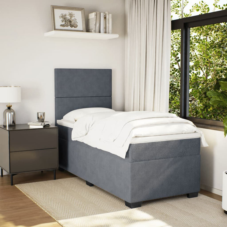 Boxspring met matras fluweel donkergrijs 100x200 cm