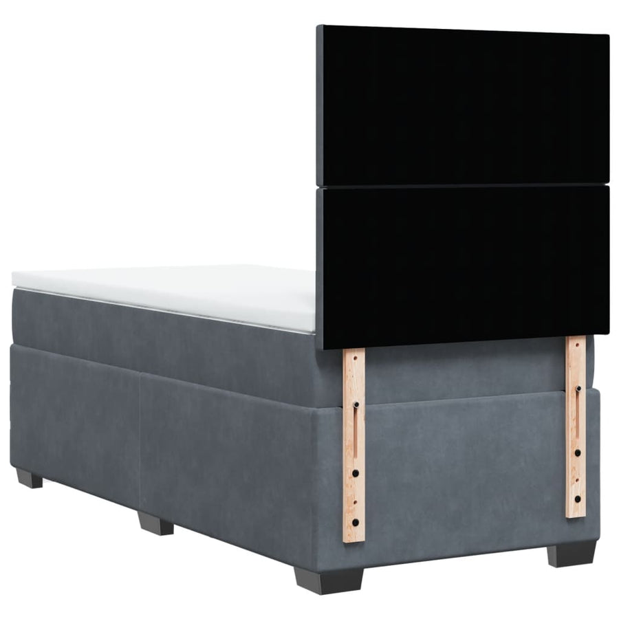 Boxspring met matras fluweel donkergrijs 100x200 cm