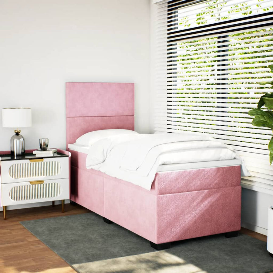 Boxspring met matras fluweel roze 100x200 cm