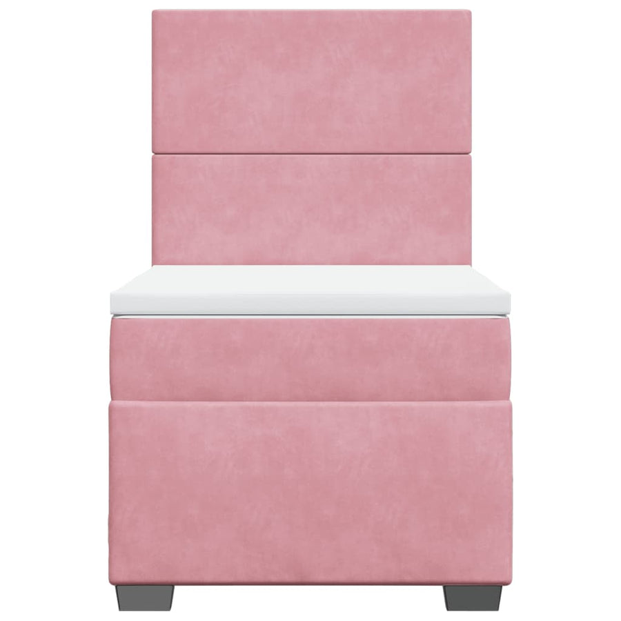 Boxspring met matras fluweel roze 100x200 cm