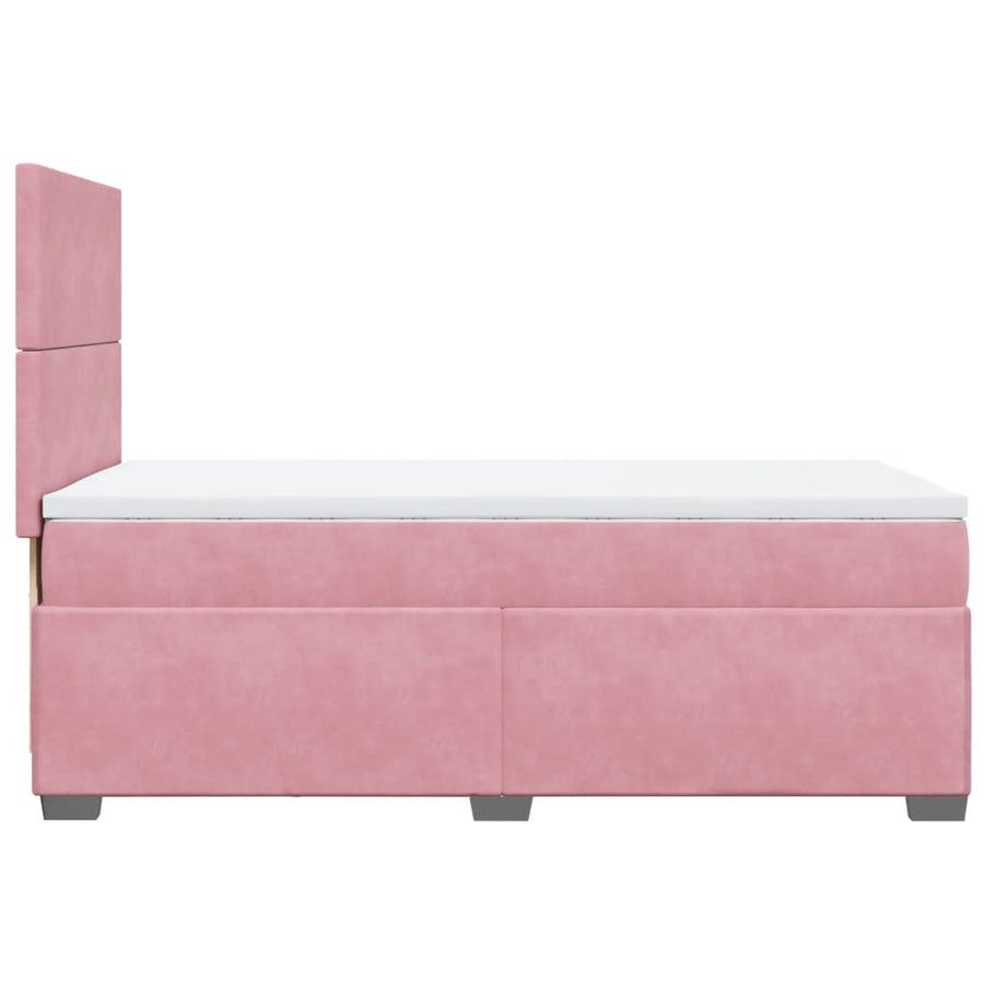 Boxspring met matras fluweel roze 100x200 cm
