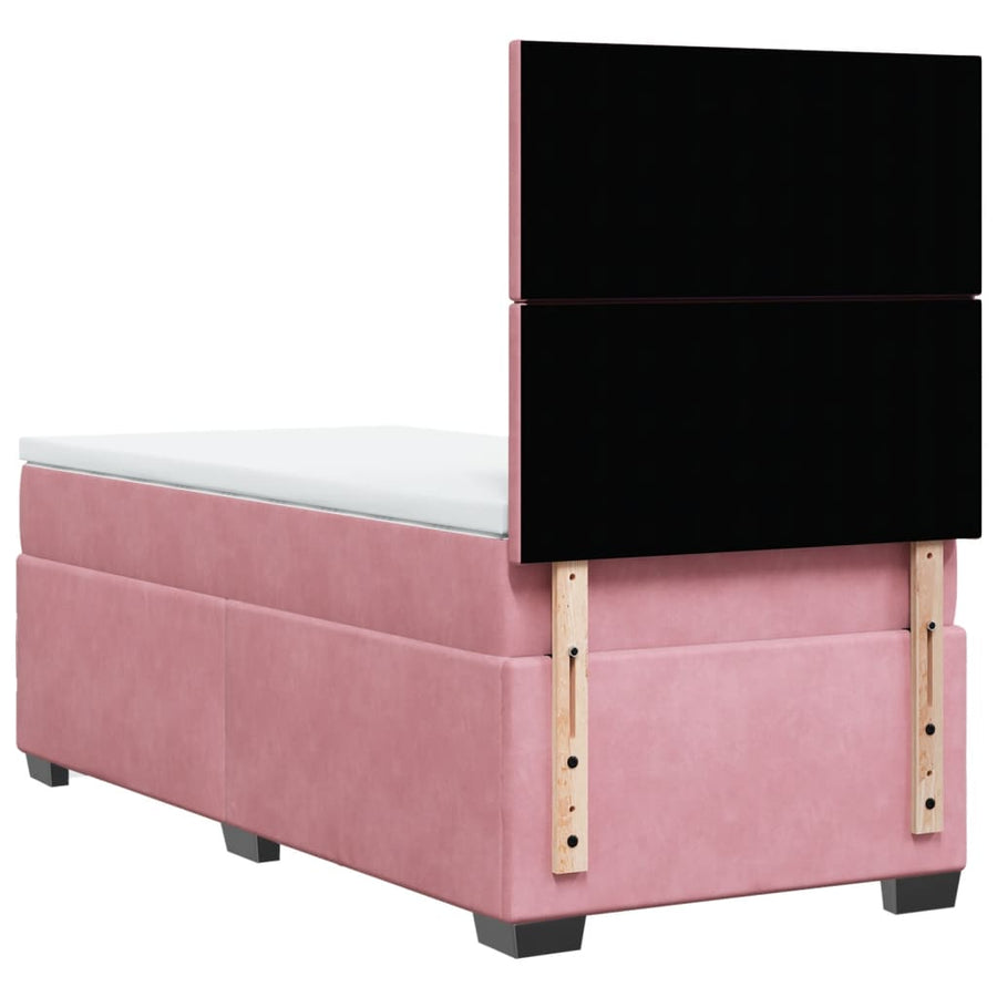 Boxspring met matras fluweel roze 100x200 cm