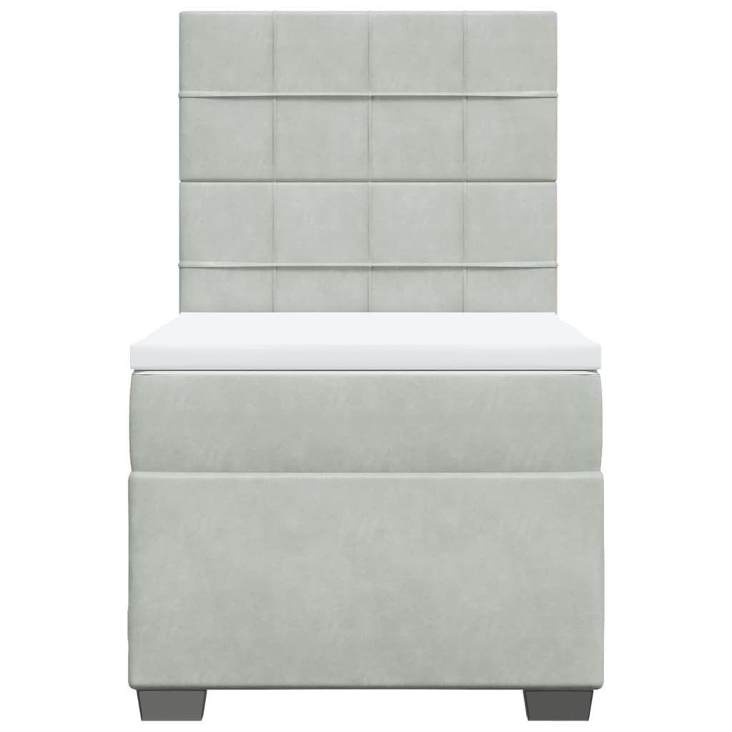 Boxspring met matras fluweel lichtgrijs 100x200 cm
