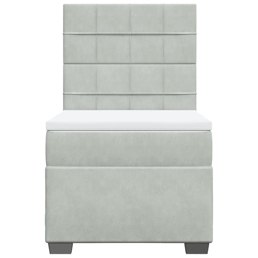 Boxspring met matras fluweel lichtgrijs 100x200 cm