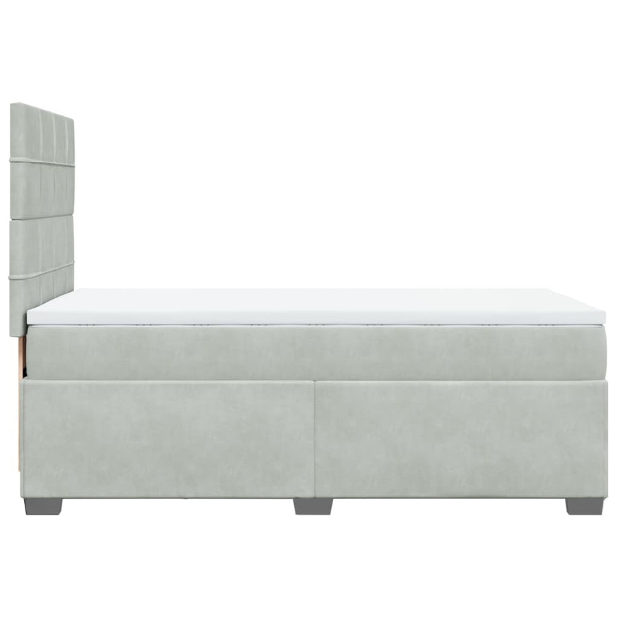 Boxspring met matras fluweel lichtgrijs 100x200 cm