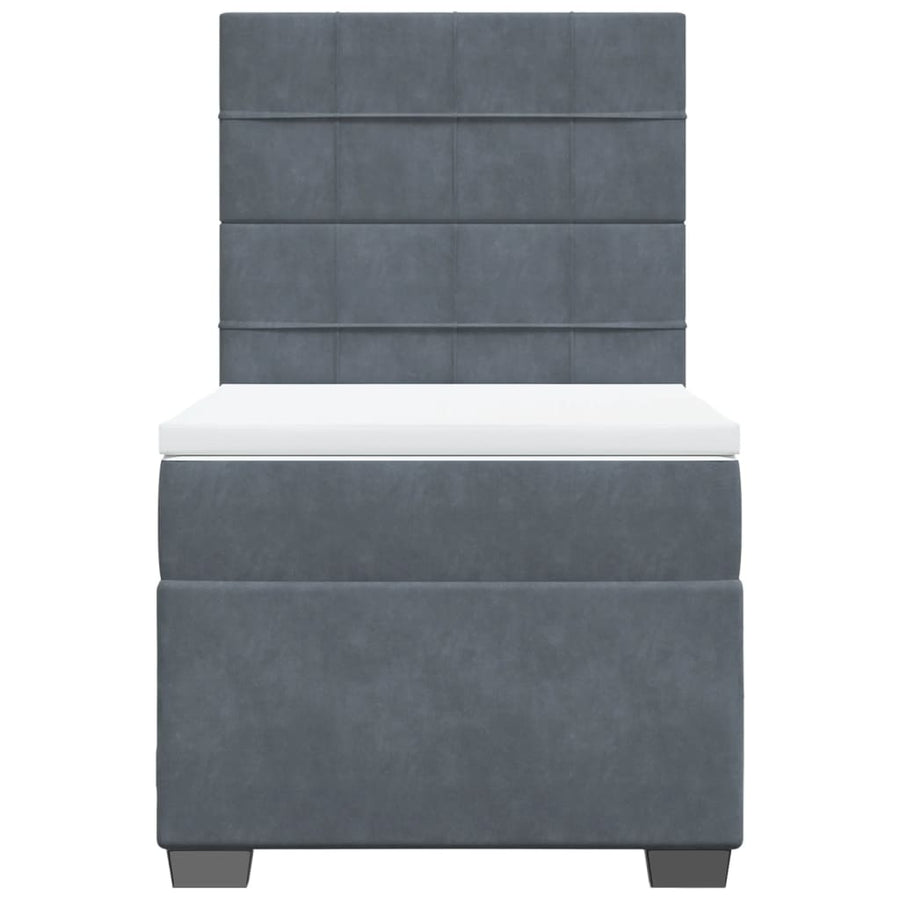 Boxspring met matras fluweel donkergrijs 100x200 cm