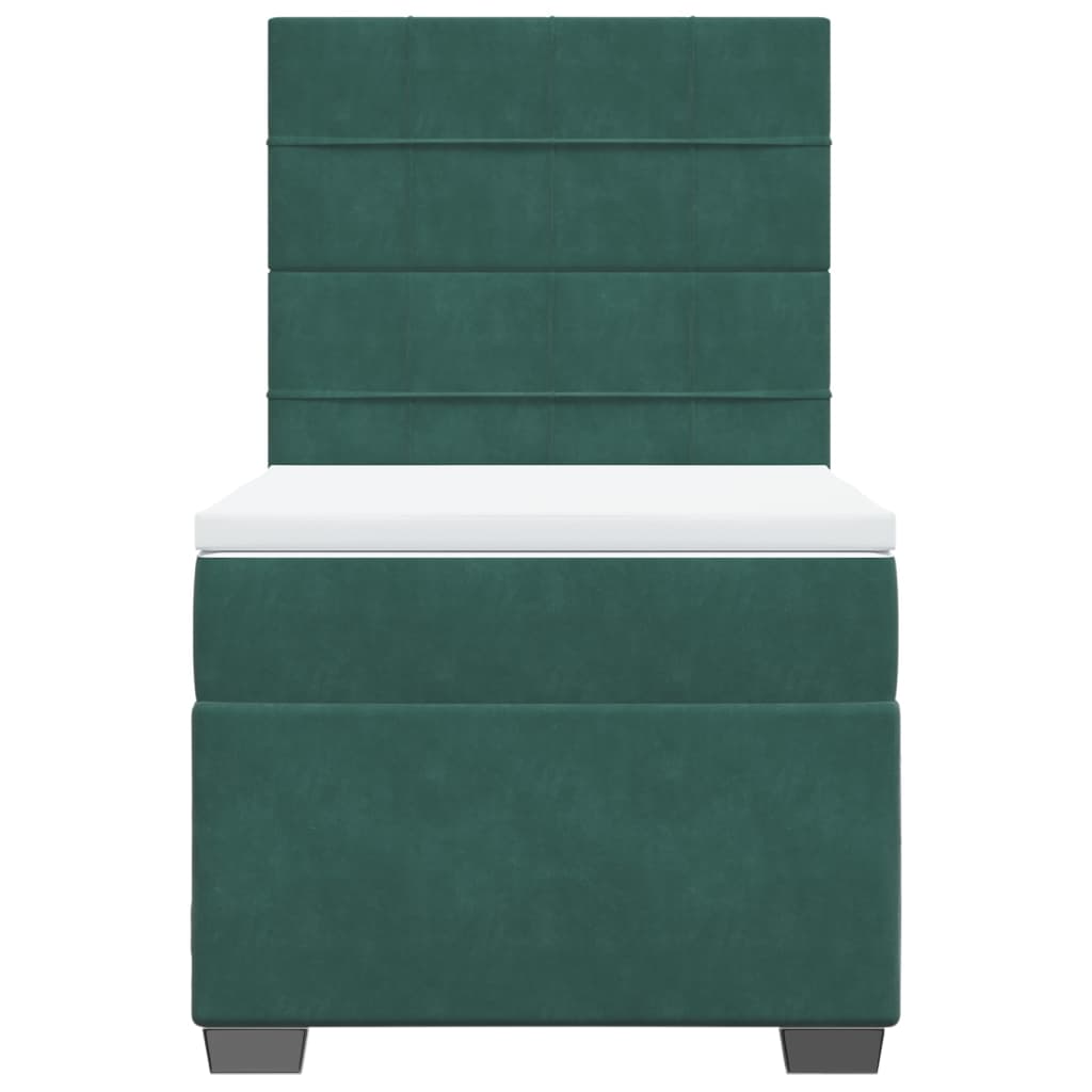Boxspring met matras fluweel donkergroen 100x200 cm