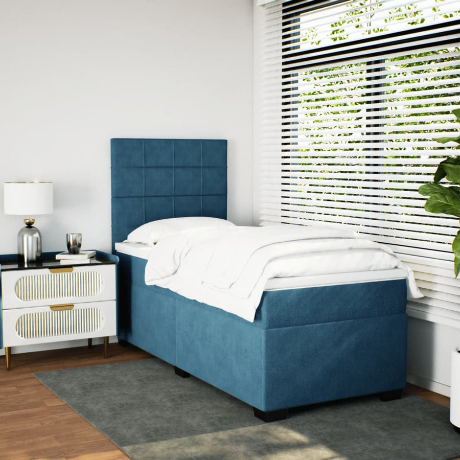 Boxspring met matras fluweel blauw 100x200 cm