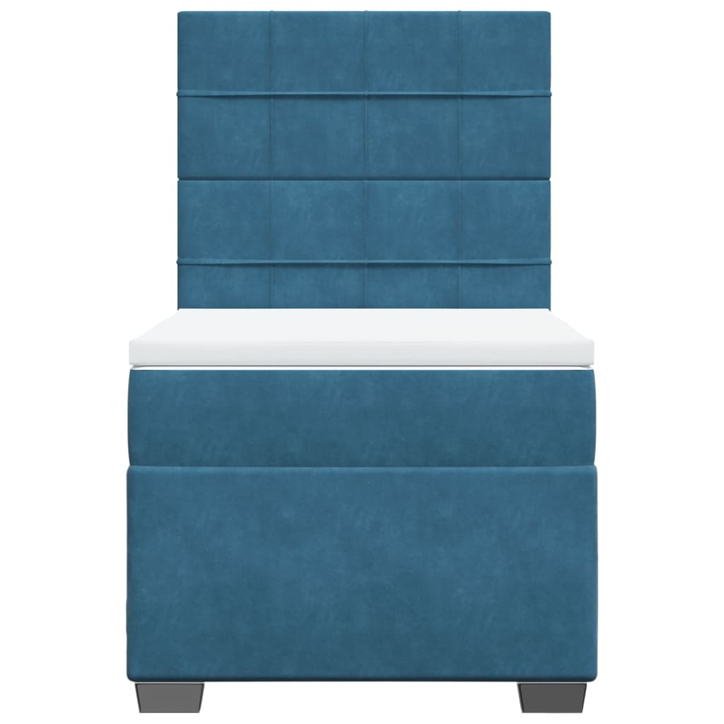 Boxspring met matras fluweel blauw 100x200 cm
