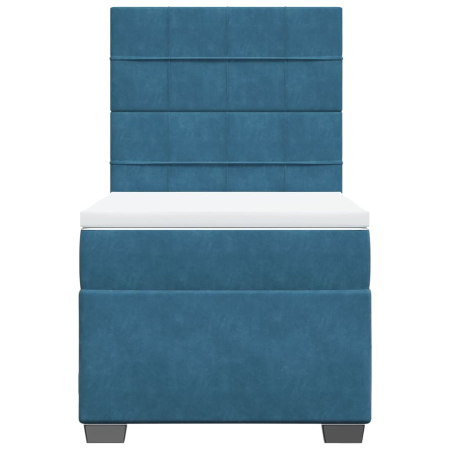 Boxspring met matras fluweel blauw 100x200 cm