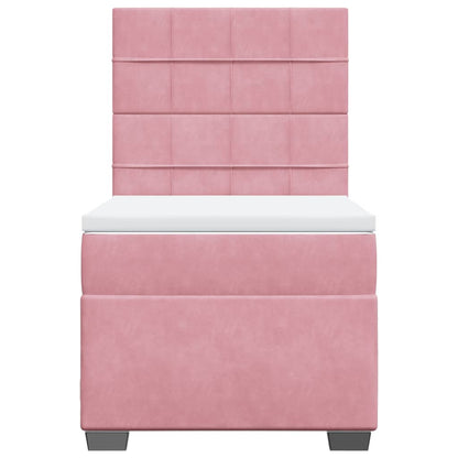 Boxspring met matras fluweel roze 100x200 cm
