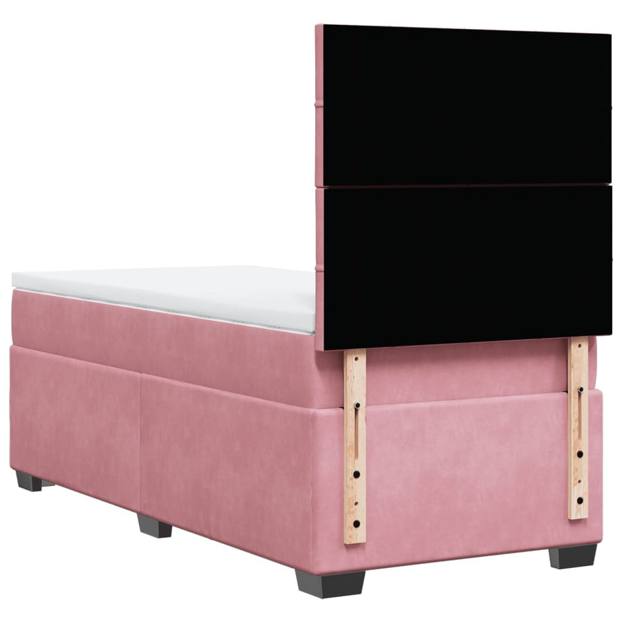 Boxspring met matras fluweel roze 100x200 cm