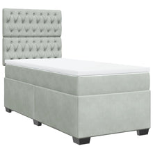 Boxspring met matras fluweel lichtgrijs 100x200 cm
