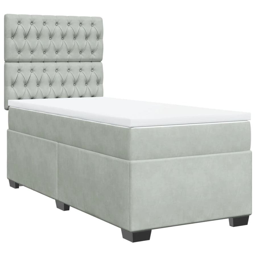 Boxspring met matras fluweel lichtgrijs 100x200 cm