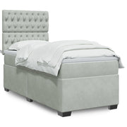 Boxspring 100x200 cm lichtgrijs fluweel