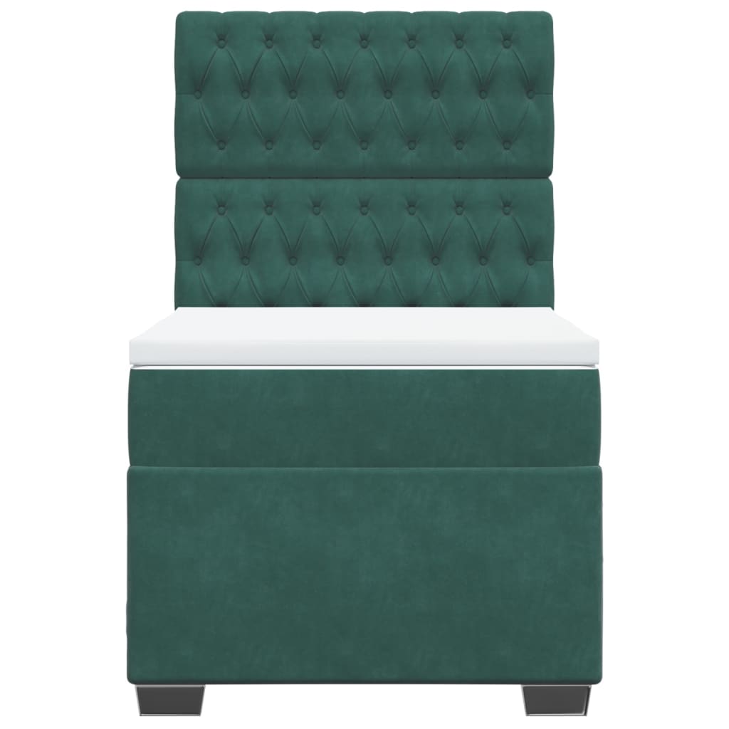 Boxspring met matras fluweel donkergroen 100x200 cm