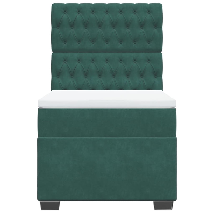 Boxspring met matras fluweel donkergroen 100x200 cm
