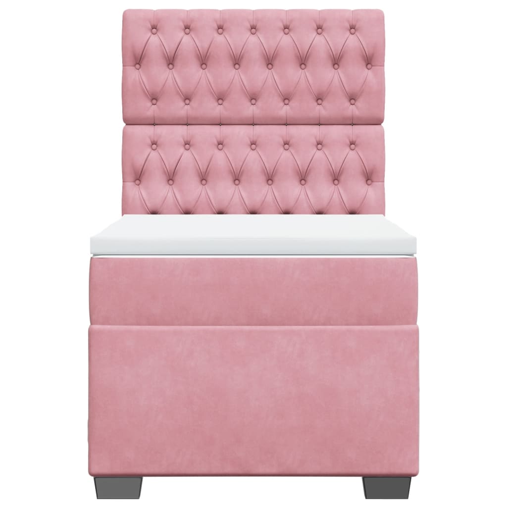Boxspring met matras fluweel roze 100x200 cm