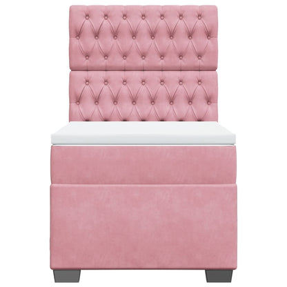 Boxspring met matras fluweel roze 100x200 cm