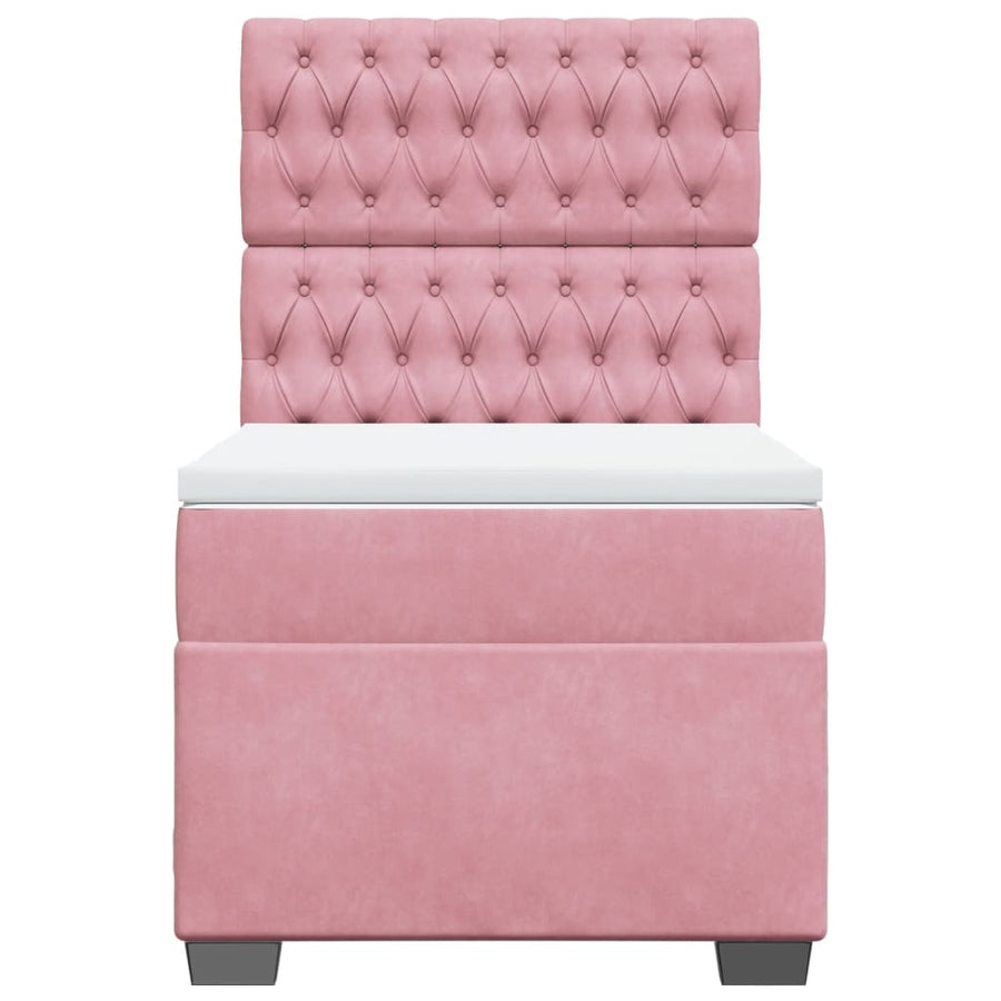 Boxspring met matras fluweel roze 100x200 cm