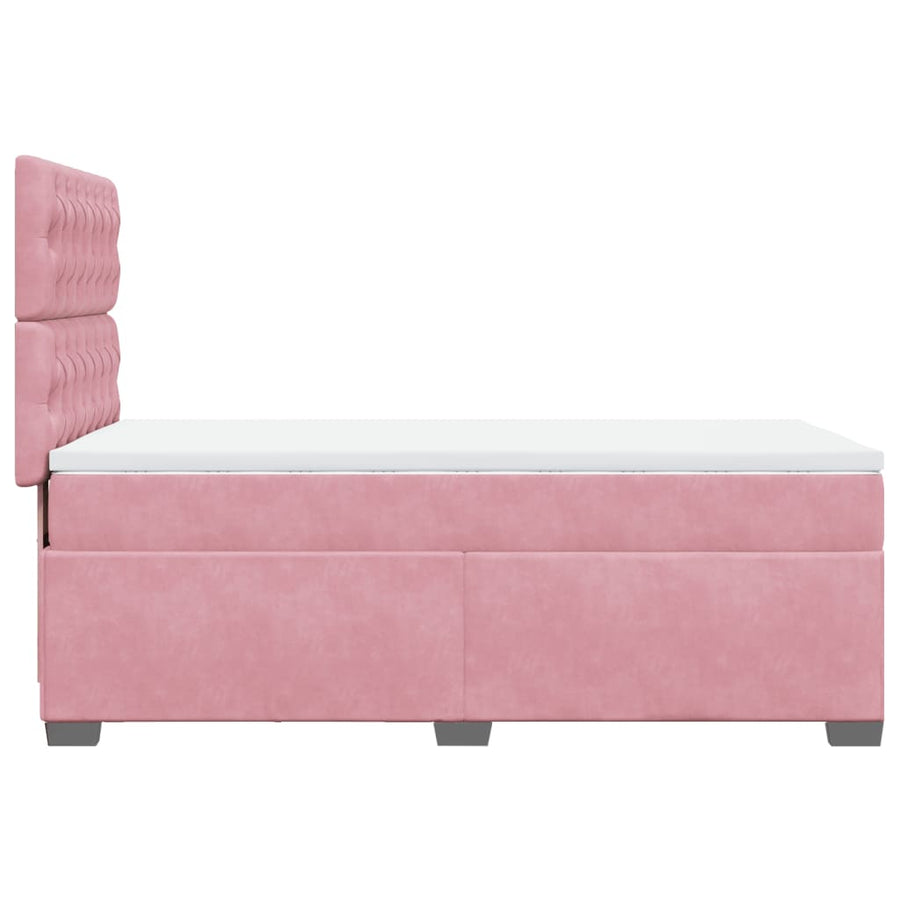 Boxspring met matras fluweel roze 100x200 cm