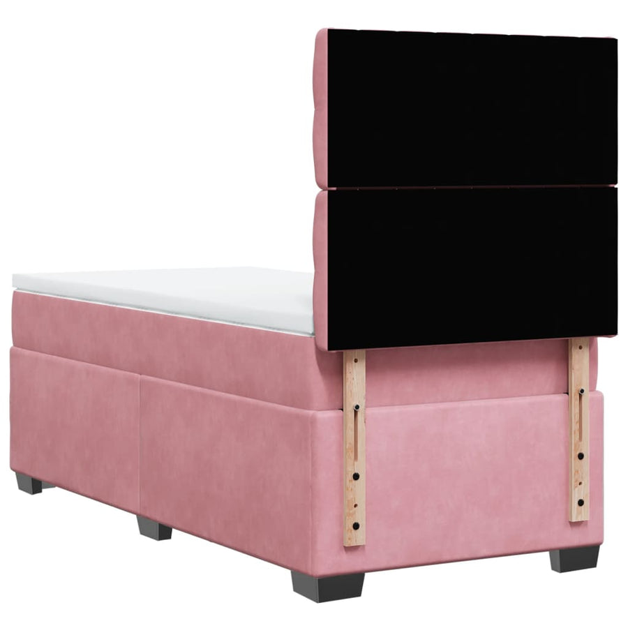 Boxspring met matras fluweel roze 100x200 cm