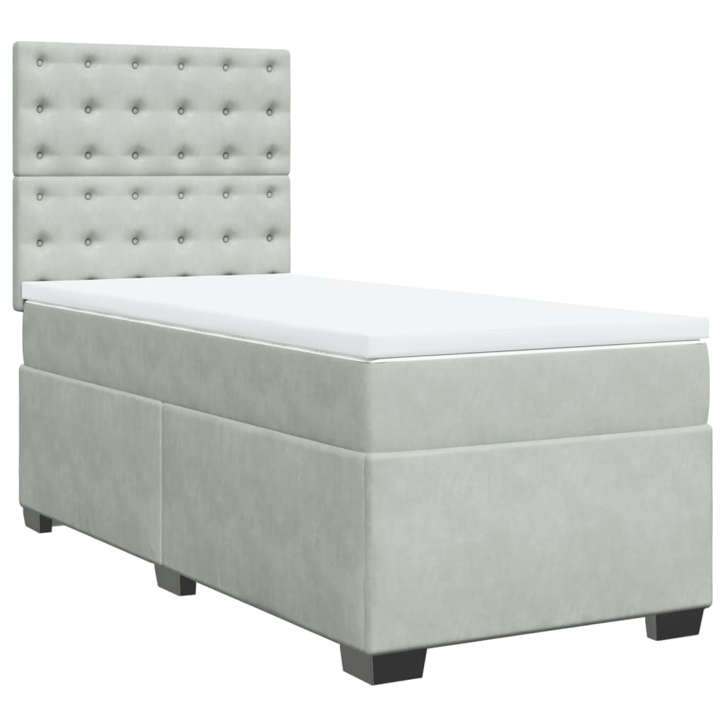 Boxspring met matras fluweel lichtgrijs 100x200 cm