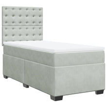 Boxspring met matras fluweel lichtgrijs 100x200 cm