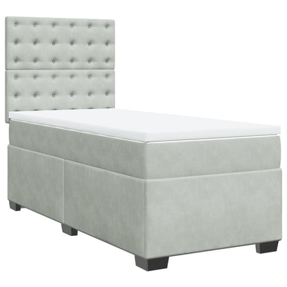 Boxspring met matras fluweel lichtgrijs 100x200 cm
