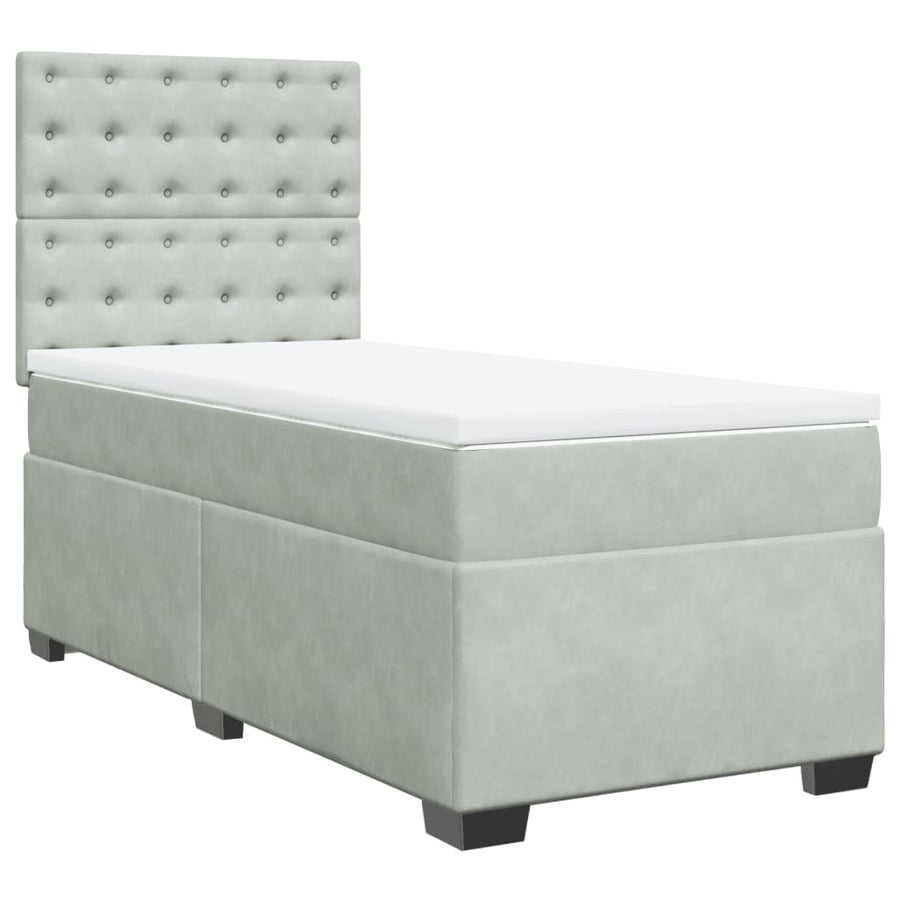 Boxspring met matras fluweel lichtgrijs 100x200 cm