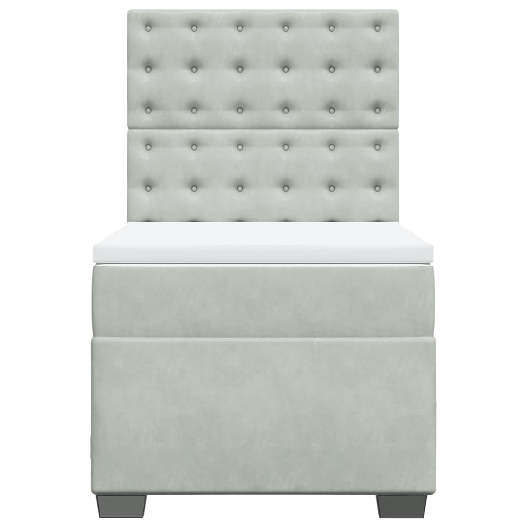Boxspring met matras fluweel lichtgrijs 100x200 cm