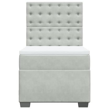 Boxspring met matras fluweel lichtgrijs 100x200 cm