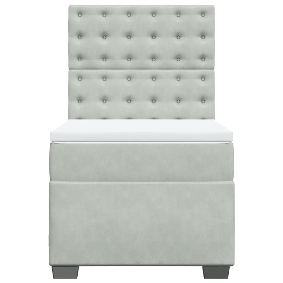 Boxspring met matras fluweel lichtgrijs 100x200 cm