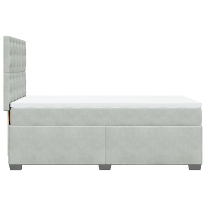 Boxspring met matras fluweel lichtgrijs 100x200 cm