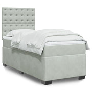 Boxspring 100x200 cm lichtgrijs fluweel met matras
