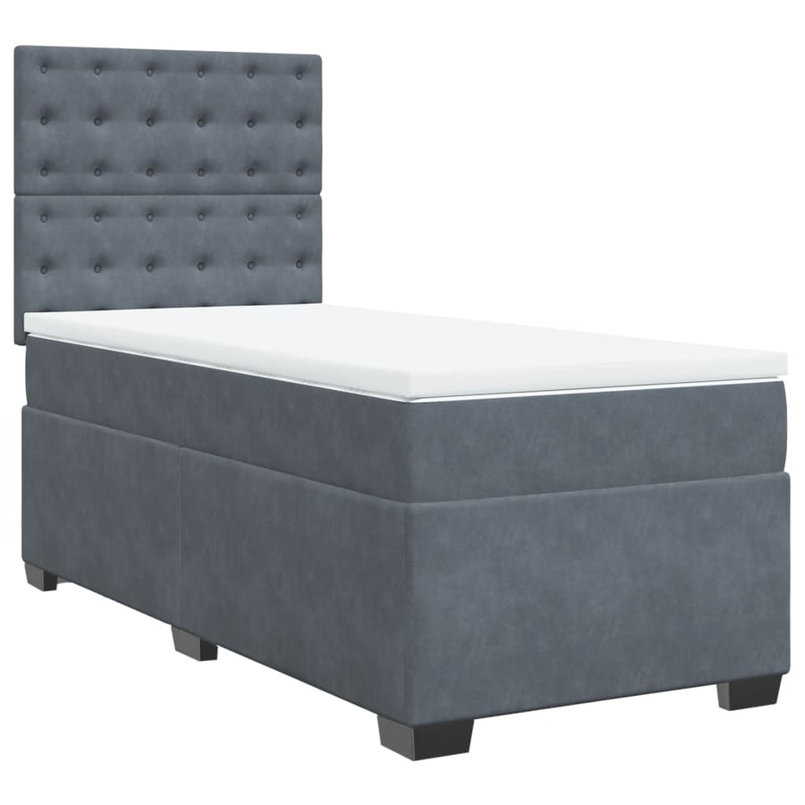 Boxspring met matras fluweel donkergrijs 100x200 cm