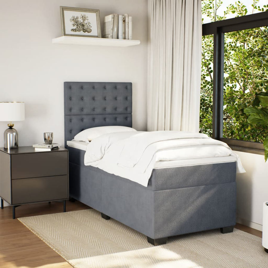 Boxspring met matras fluweel donkergrijs 100x200 cm