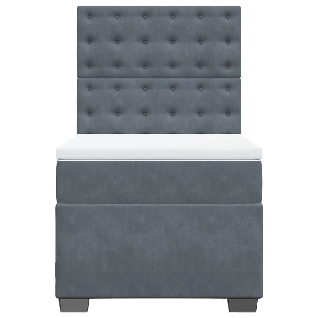 Boxspring met matras fluweel donkergrijs 100x200 cm