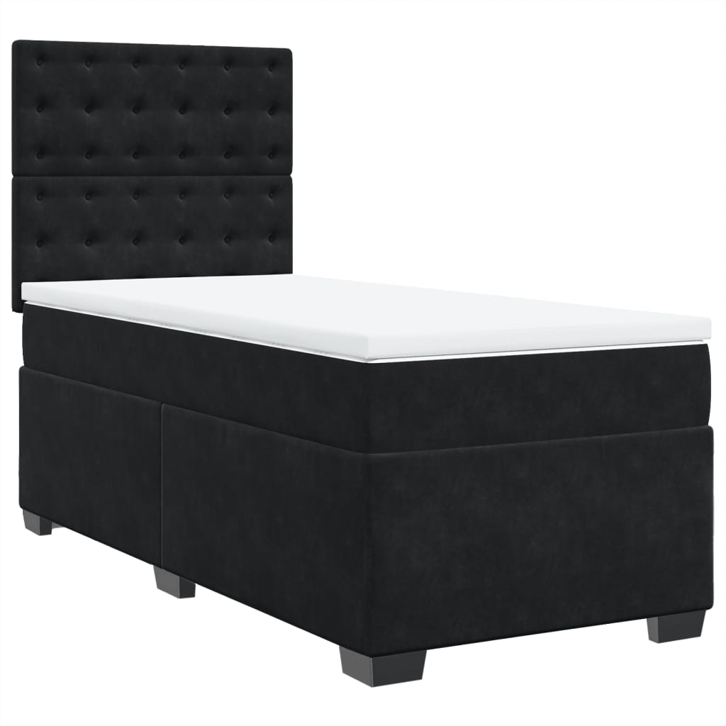 Boxspring met matras fluweel zwart 100x200 cm