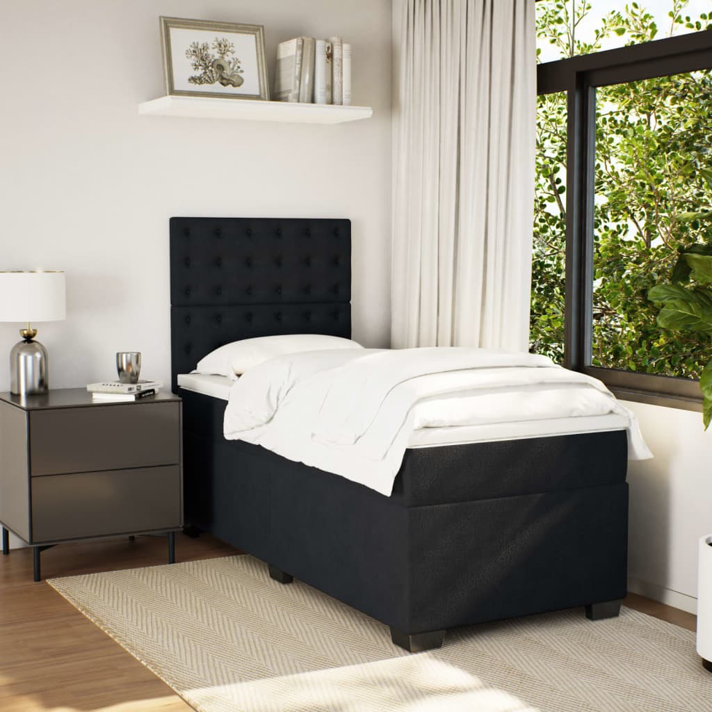 Boxspring met matras fluweel zwart 100x200 cm