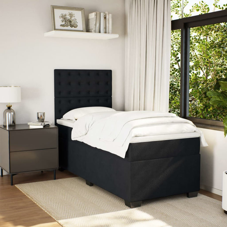 Boxspring met matras fluweel zwart 100x200 cm
