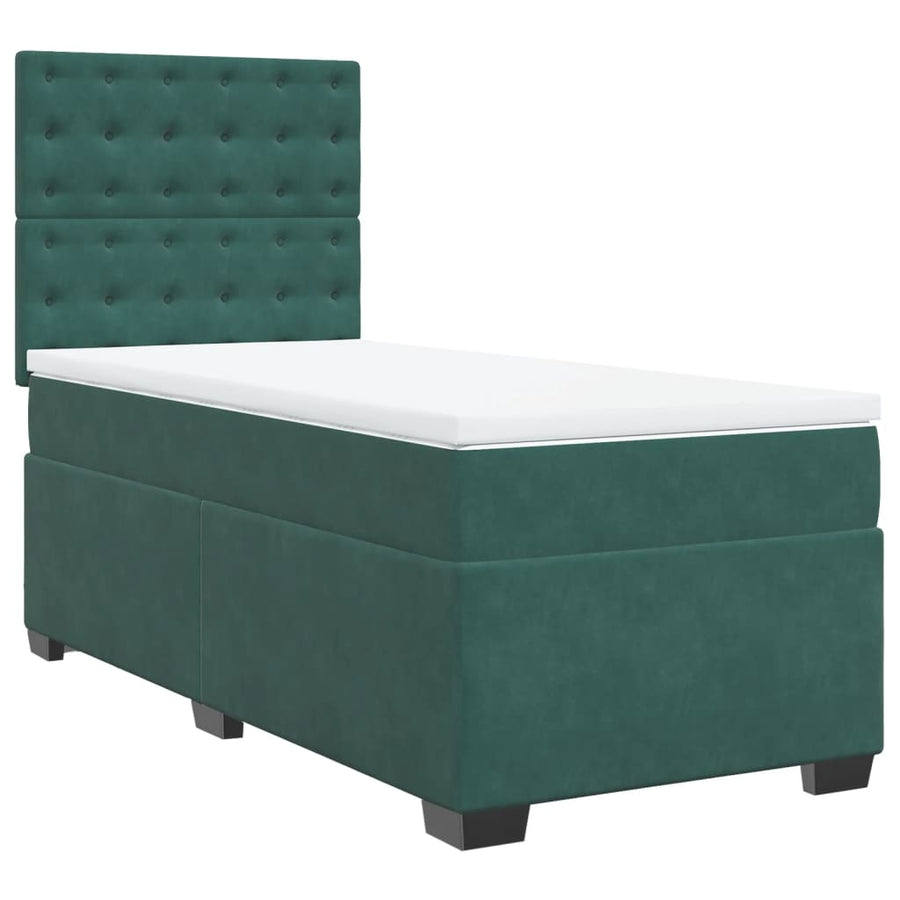 Boxspring met matras fluweel donkergroen 100x200 cm