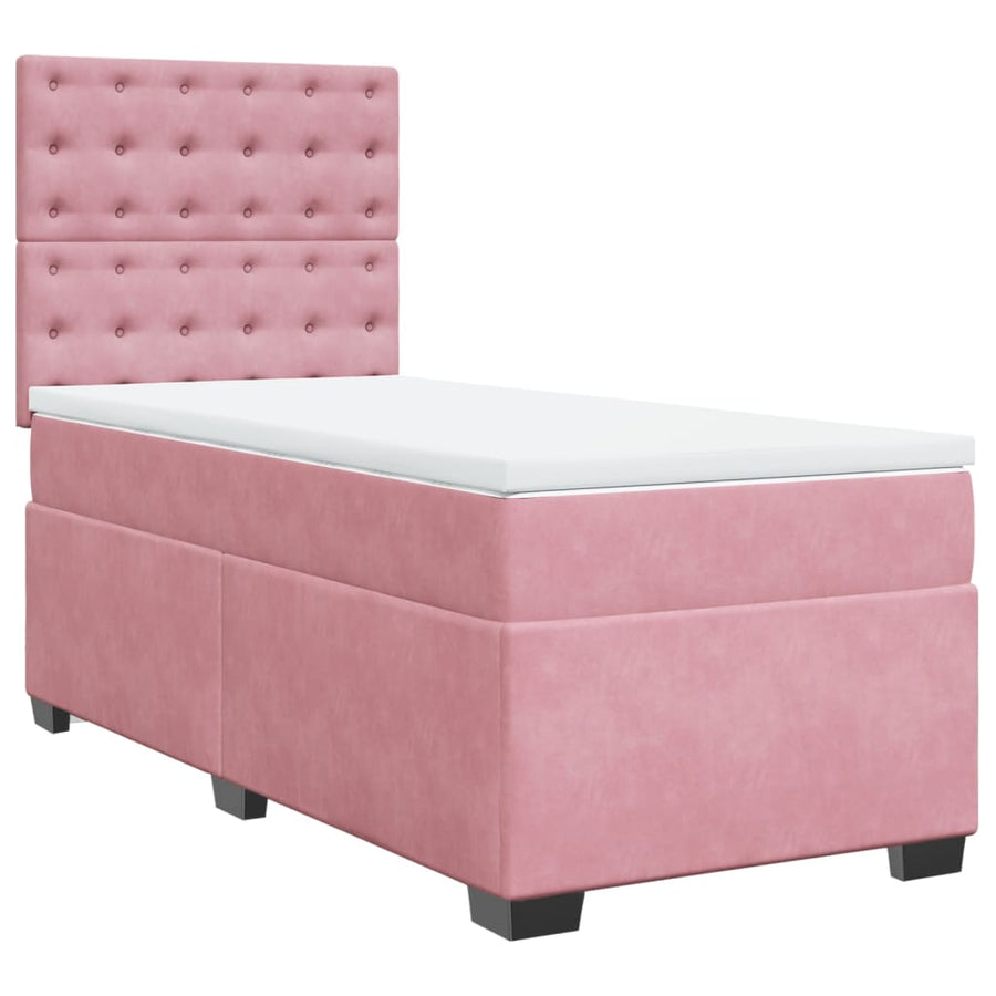 Boxspring met matras fluweel roze 100x200 cm